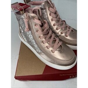 BILLY Footwear Kids Classic Lace High Rose Gold Unicorn 4 Medium Glitter Girls